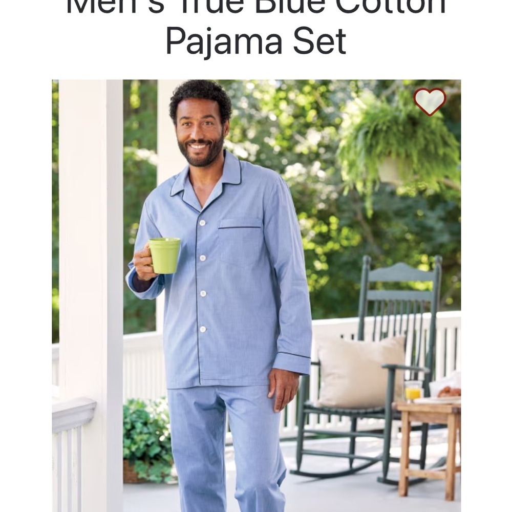 Men's True Blue Cotton Pajama Set - Classic Blue